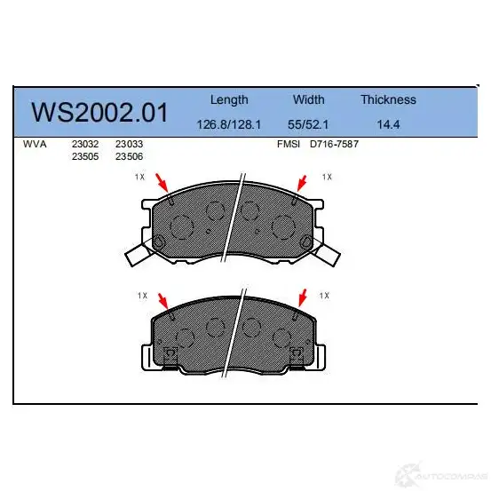 Колодки тормозные дисковые | перед | JEENICE 1439934216 WS2002.01 R G2RP