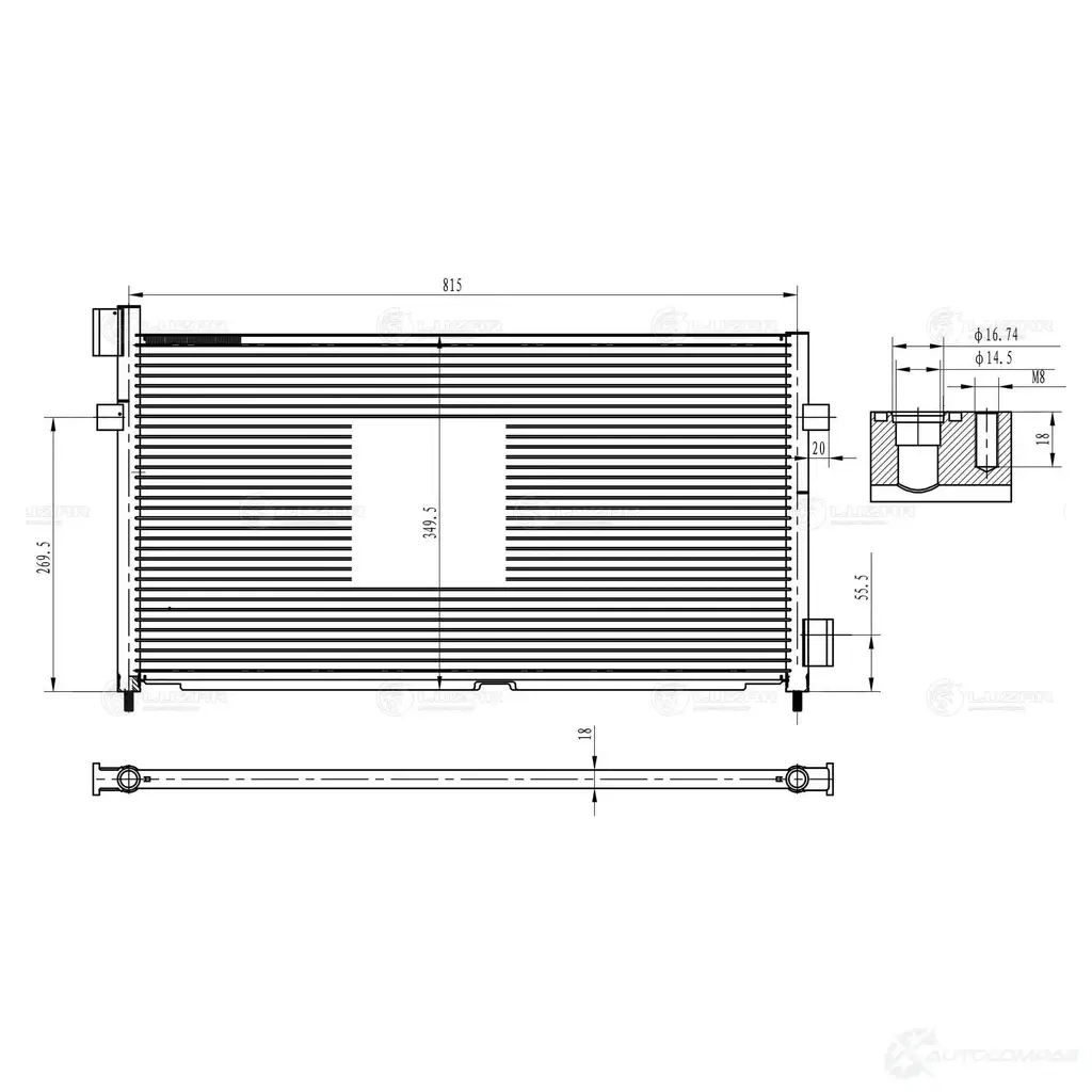Радиатор кондиционера для автомобилей Volvo FH (02-) LUZAR 1440016214 LJ17QS J lrac1074 изображение 3