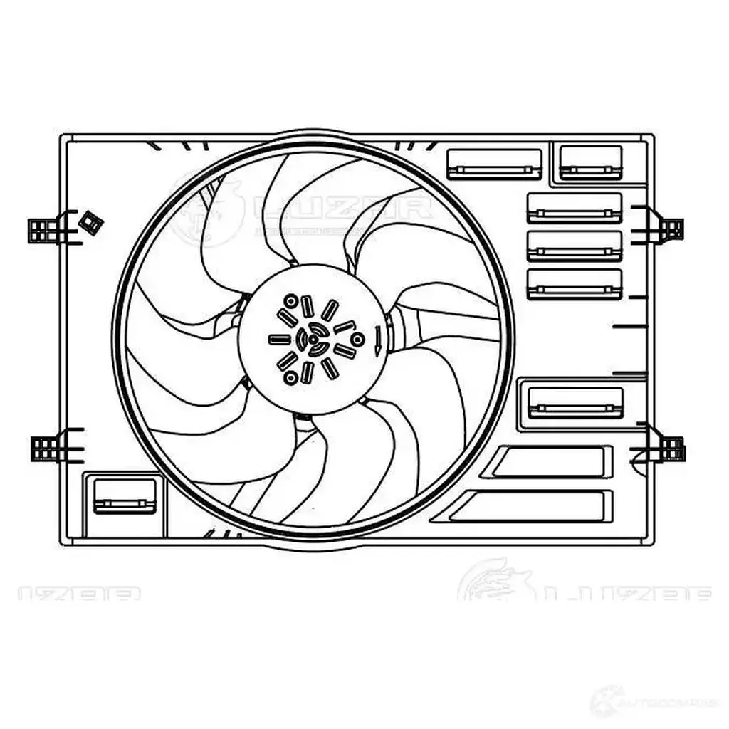 Электровентилятор охлаждения для автомобилей Skoda Octavia A7 (13-)/VW Tiguan II (16-) 1.8T/2.0T (с кожухом) LUZAR 0O5P Y 1440016296 lfk1812 изображение 2