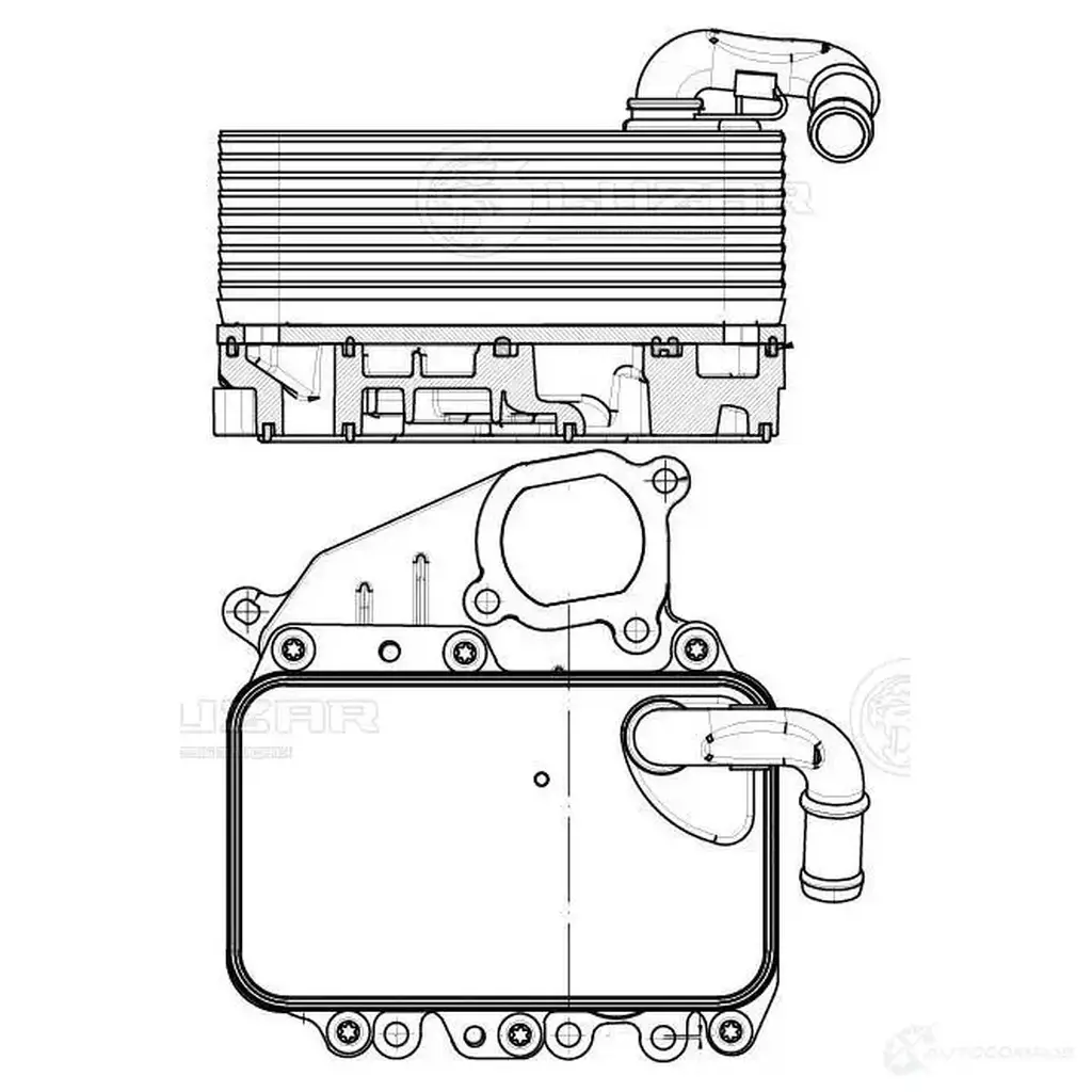 Радиатор масляный в сборе с фланцем для автомобилей Touareg II (10-)/A6 (11-) 3.0D LUZAR loc1839 4680295077152 O9PCT 3 1424394612 изображение 2