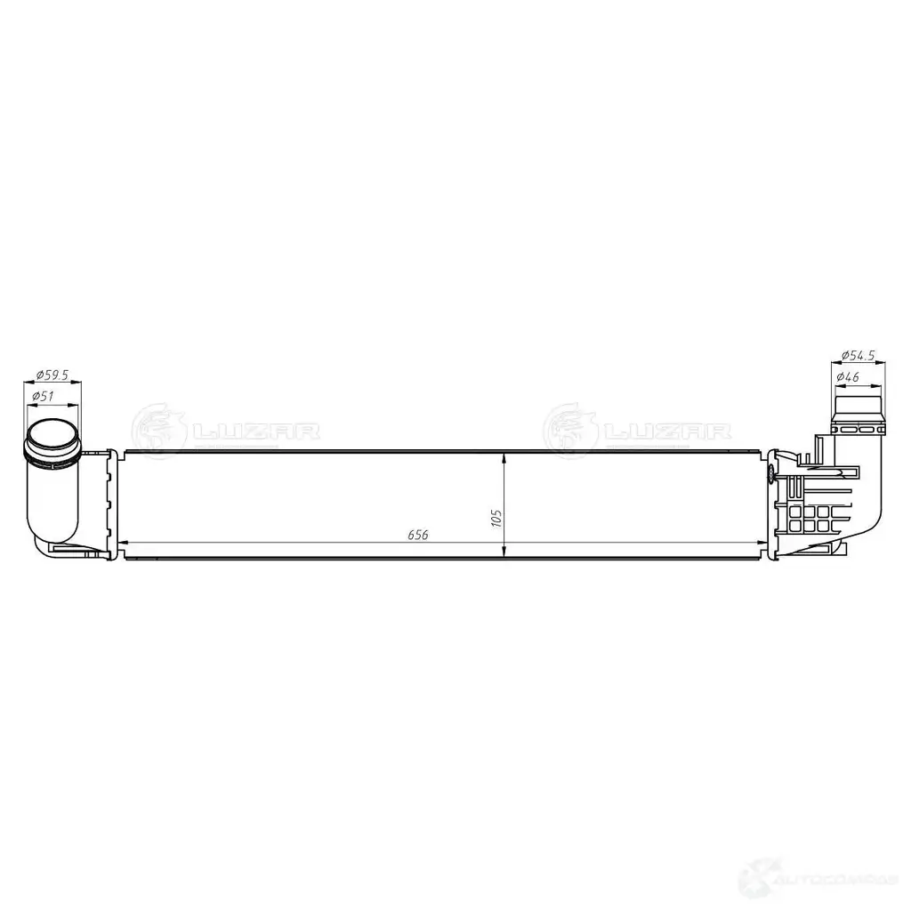 ОНВ (радиатор интеркулера) для автомобилей Duster (10-) 1.5dCi MT LUZAR lric0910 1440016770 JC T3F изображение 2