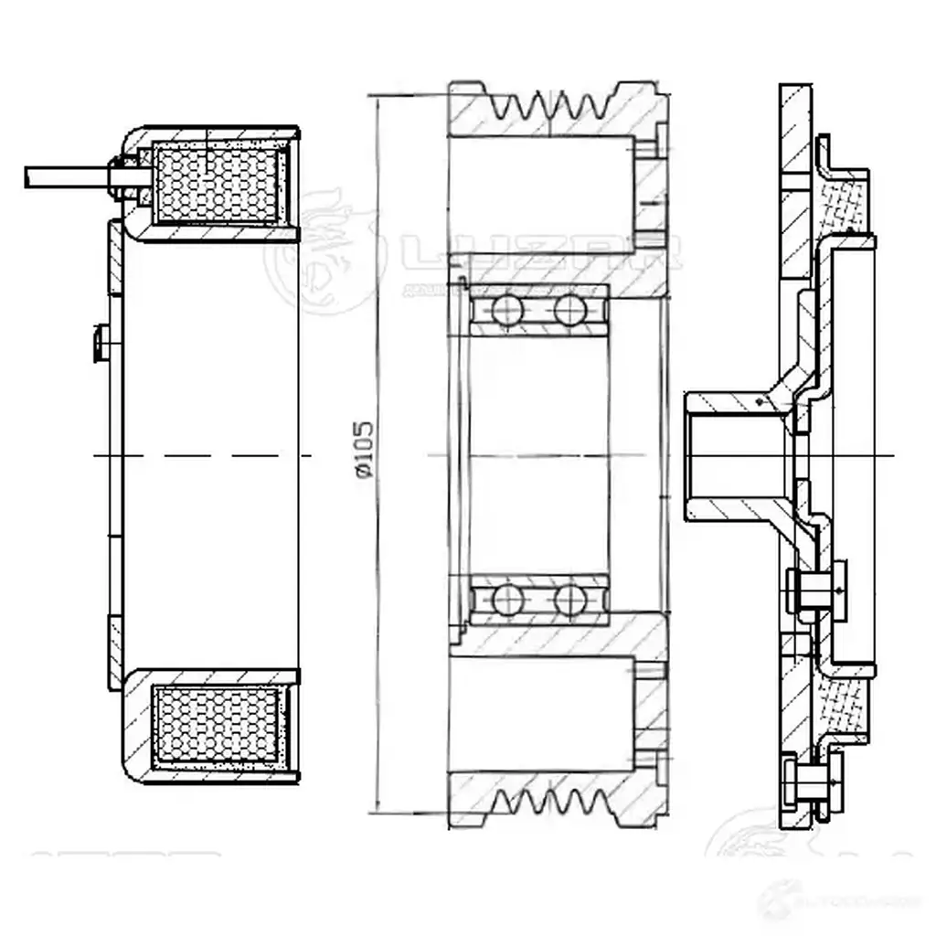 Муфта электромагнитная компрессора кондиционера для автомобилей Astra H (04-) 1.6i/1/8i LUZAR MSKJ ZCC 1440016873 lmac2101 изображение 4