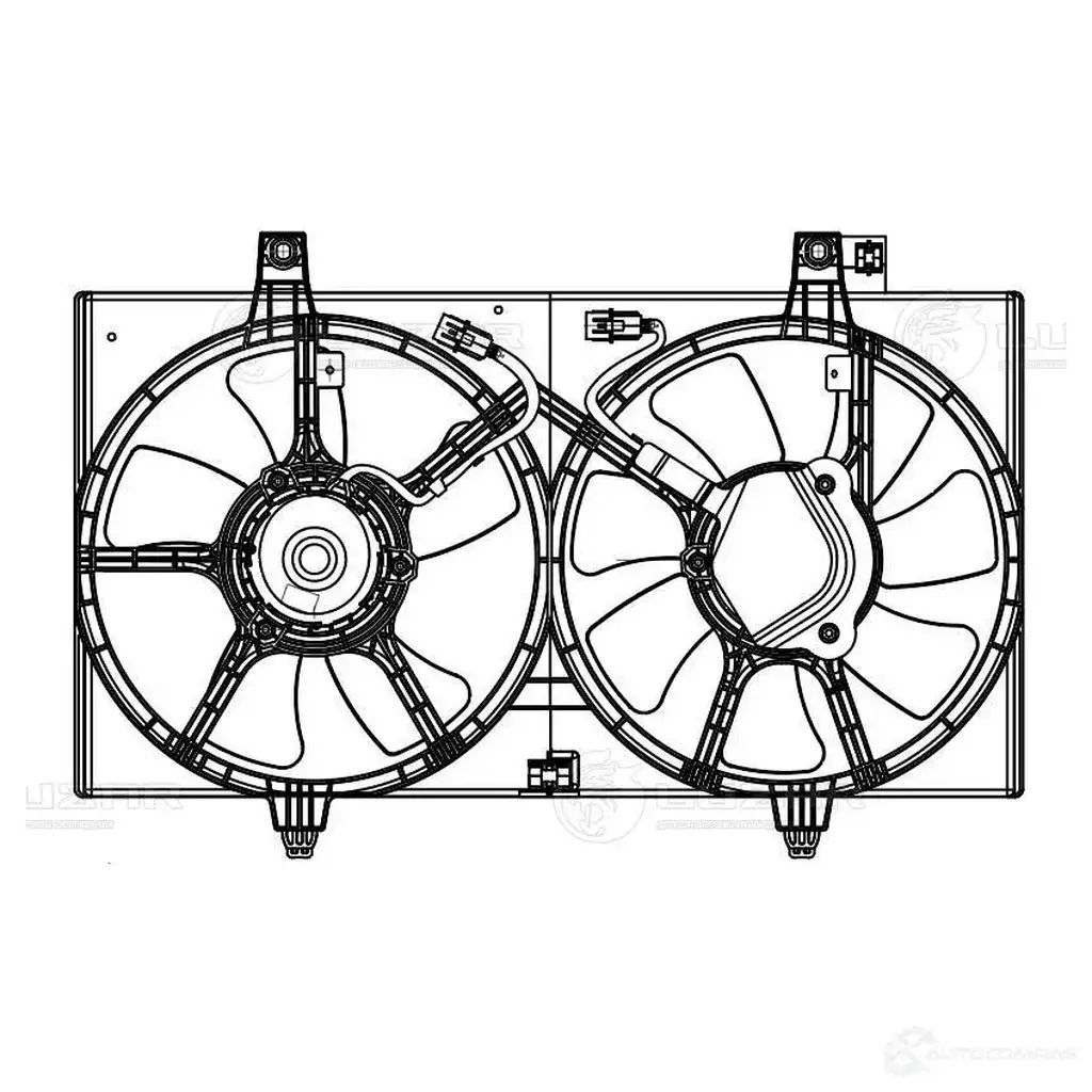Электровентилятор охлаждения для автомобилей Nissan Almera Classic (B10) (05-) 1.6i (2 вент.) (с кожухом) LUZAR lfk1410 1425585875 B9BW I2 изображение 2