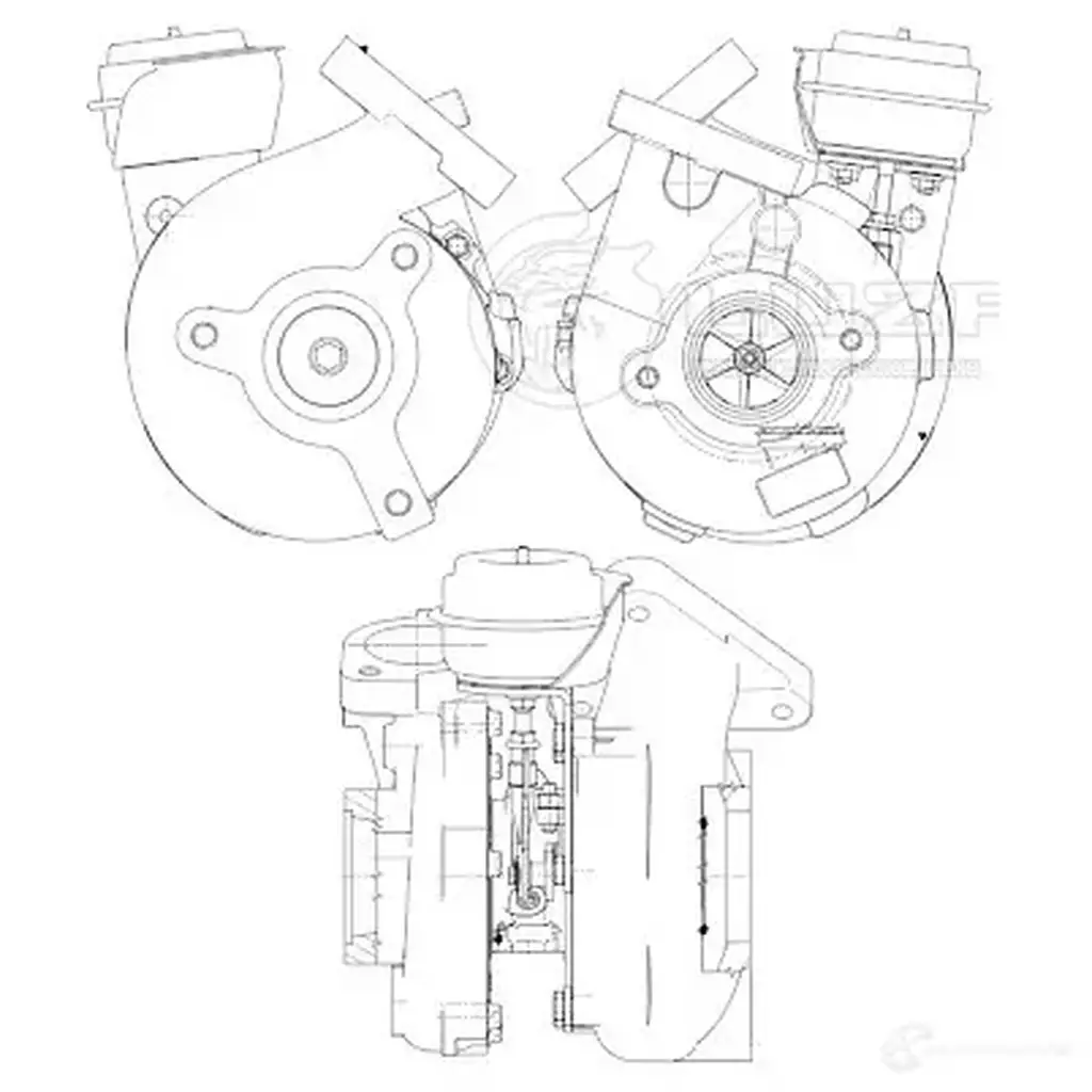 Турбокомпрессор для а/м Nissan Pathfinder(05-)/Navara (05-) 2.5D [YD25DDTi] (тип GT2056V) LUZAR lat1401 1440016975 LB5 365