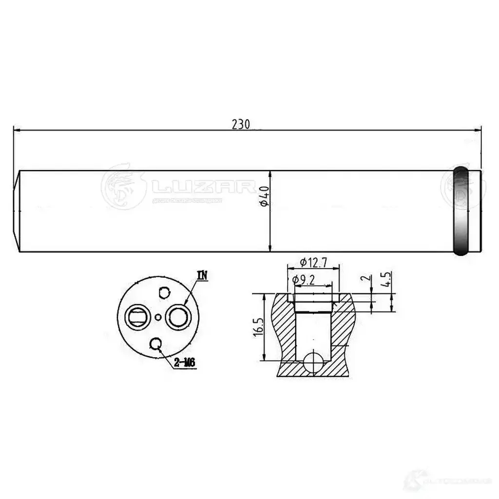 Ресивер-осушитель конденсора для автомобилей Mitsubishi Lancer IX (03-) LUZAR 9VZ D850 lcr1100 1440017022 изображение 2