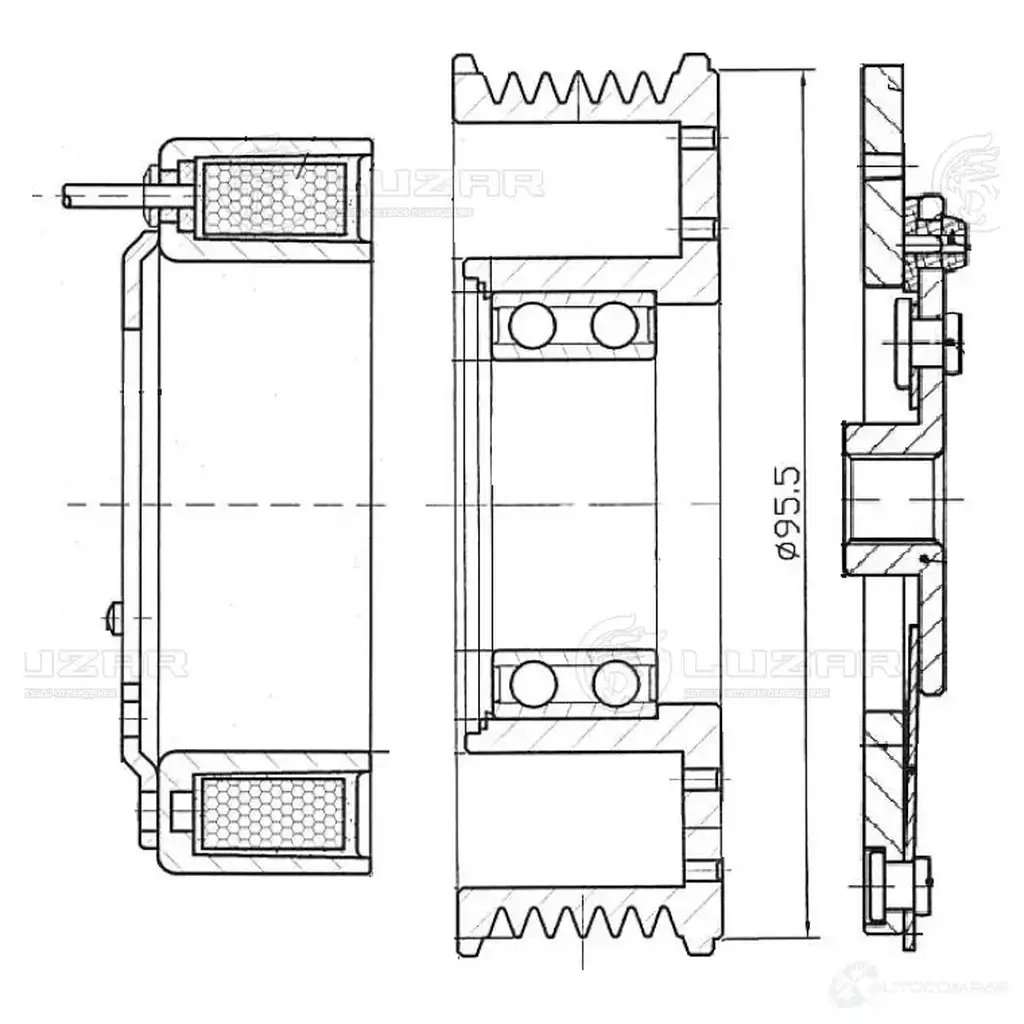 Муфта электромагнитная компрессора кондиционера для автомобилей Outlander (12-)/Lancer X (07-) LUZAR lmac1101 1440017048 1Z SMIYV изображение 4