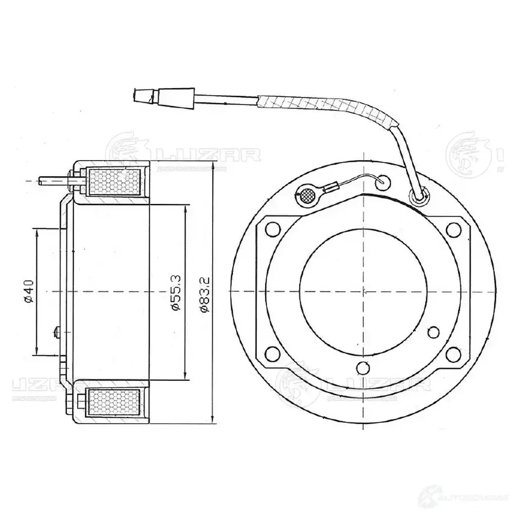Катушка электромагнитная компрессора кондиционера для автомобилей Outlander (12-)/Lancer X (07-) LUZAR 1440017050 DOTDJ TK lmcc1101 изображение 2