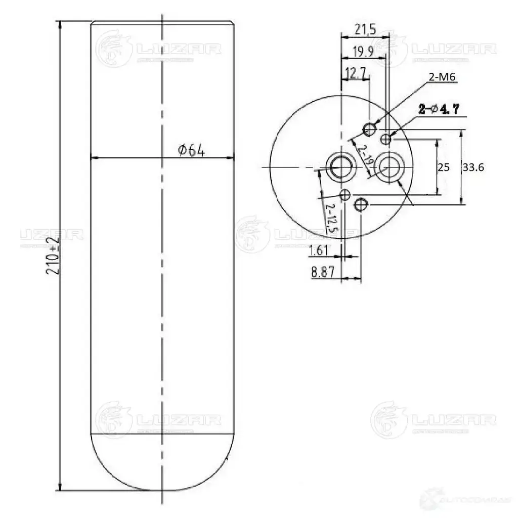 Ресивер-осушитель конденсера для автомобилей Sprinter (95-) LUZAR 1440017164 2 MHUXUC lcr1501 изображение 2