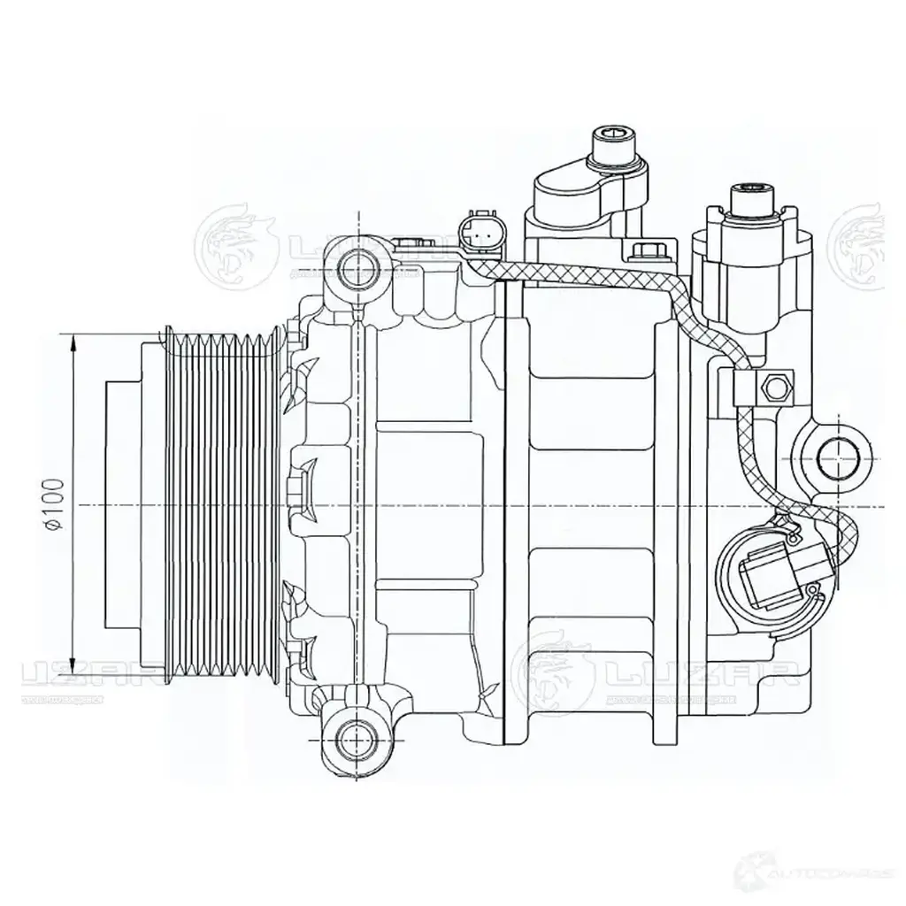 Компрессор кондиционера для автомобилей Mercedes-Benz ML (W164) (05-)/GL (X164) (06-) 8PK LUZAR 1440017181 4 8ROK lcac1506