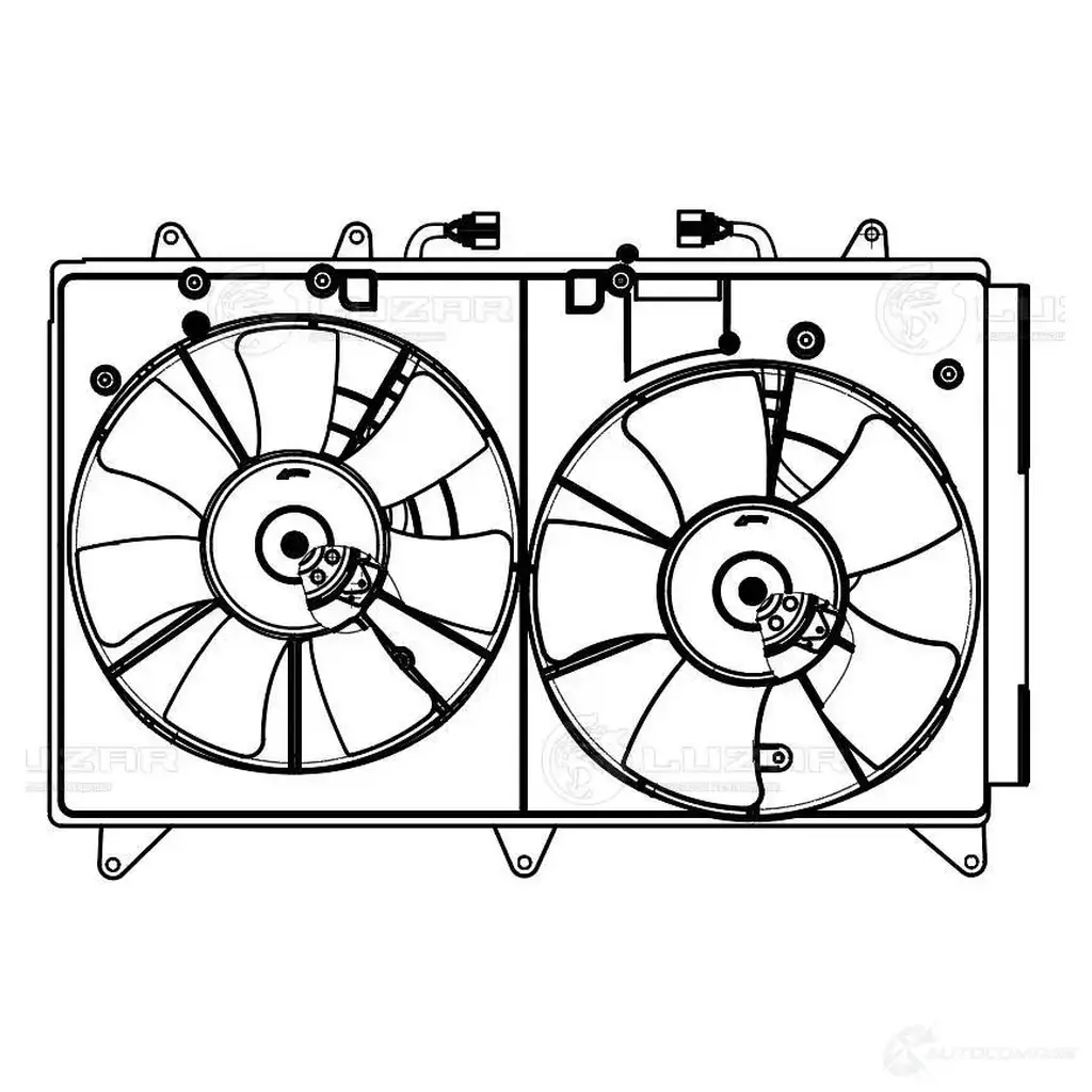 Электровентилятор охлаждения для автомобилей CX-7 (06-) (2 вент.) (с кожухом) LUZAR D3 ZCEUW lfk2507 1440017207 изображение 2
