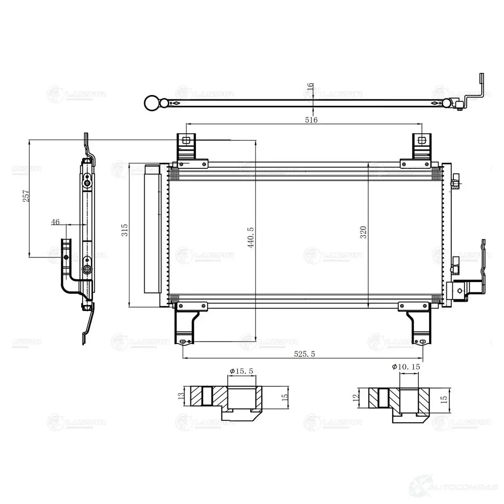 Радиатор кондиционера для автомобилей Mazda 6 (02-) LUZAR JK7V U0 lrac2510 1440017214 изображение 2