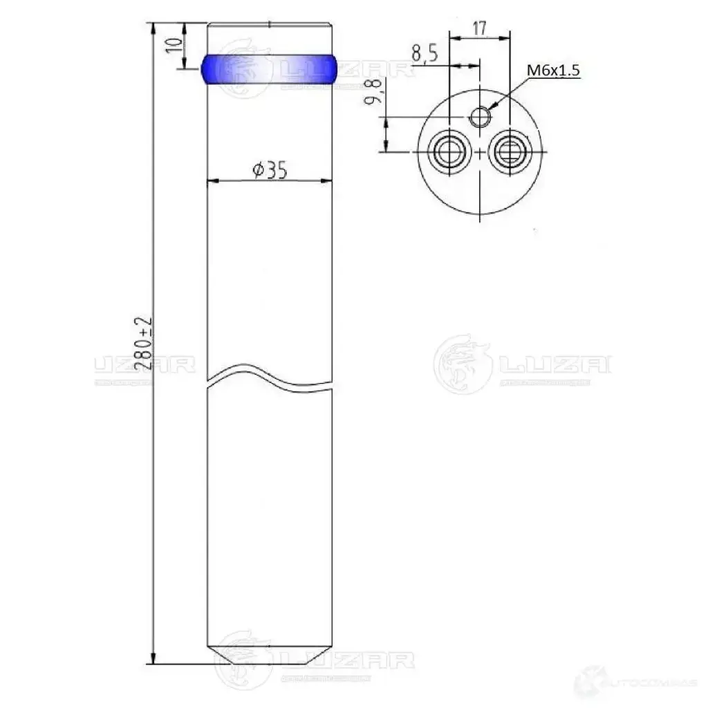 Ресивер-осушитель конденсора для автомобилей Mazda 3 (09-)/ 6 (02-) LUZAR ESF0 YR lcr2501 1440017216 изображение 2