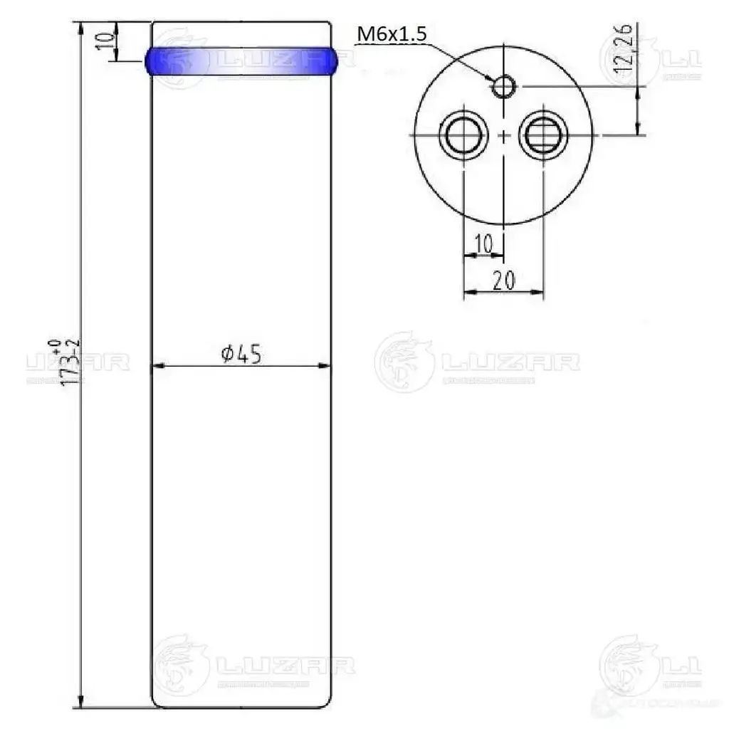 Ресивер-осушитель конденсора для автомобилей Mazda 3 (03-)/5 (05-) LUZAR BCPH8 5Z 1440017230 lcr2505 изображение 2