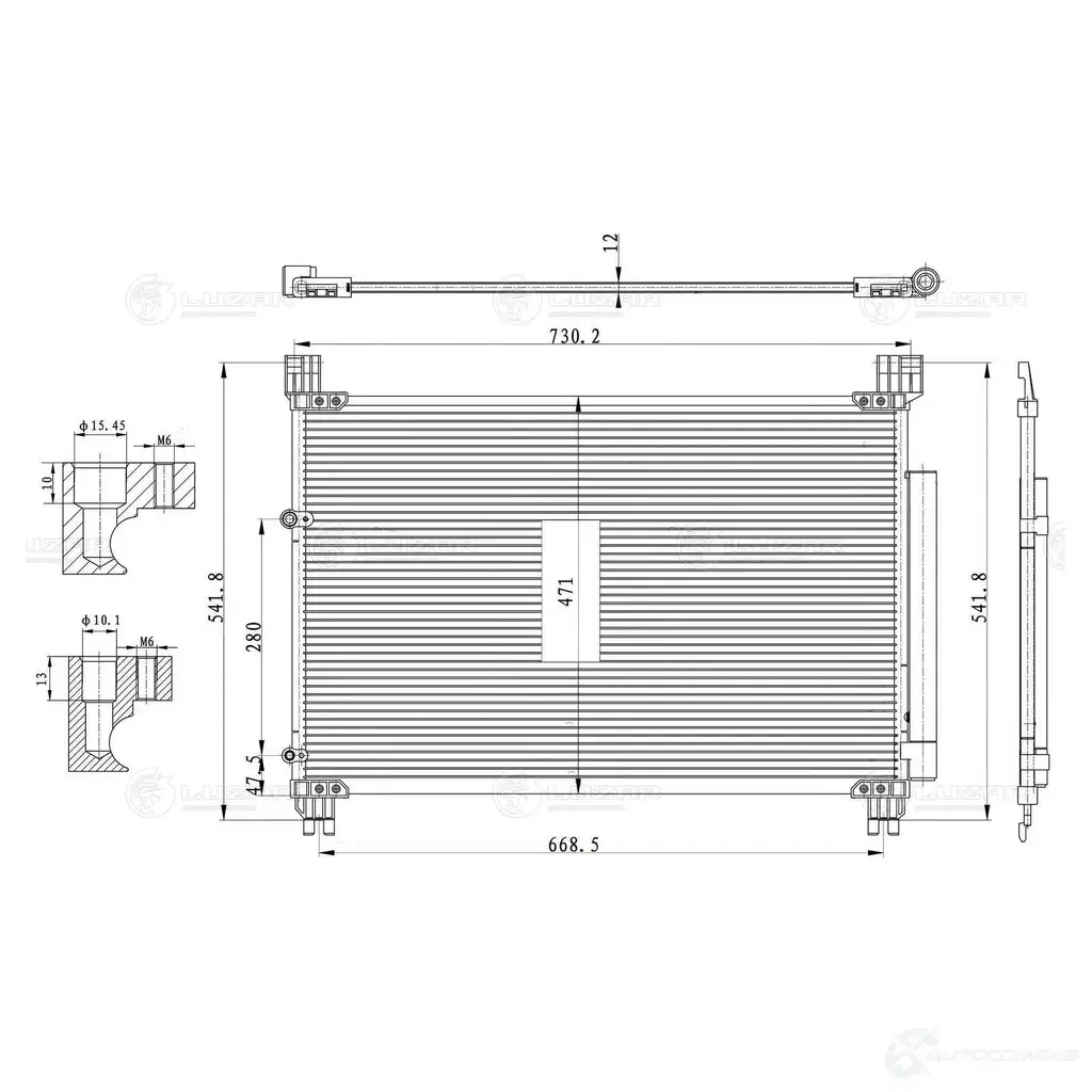Радиатор кондиционера для автомобилей RX (15-) 3.5i LUZAR lrac1919 2NB BMI 1440017351 изображение 2
