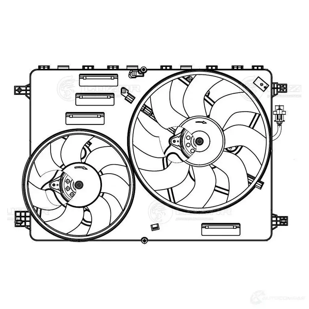 Электровентилятор охлаждения для автомобилей Land Rover Freelander II (06-) 2.2d/3.2i (2 вент.) (с кожухом) LUZAR 51YJB 4 1425585830 lfk10122 изображение 2
