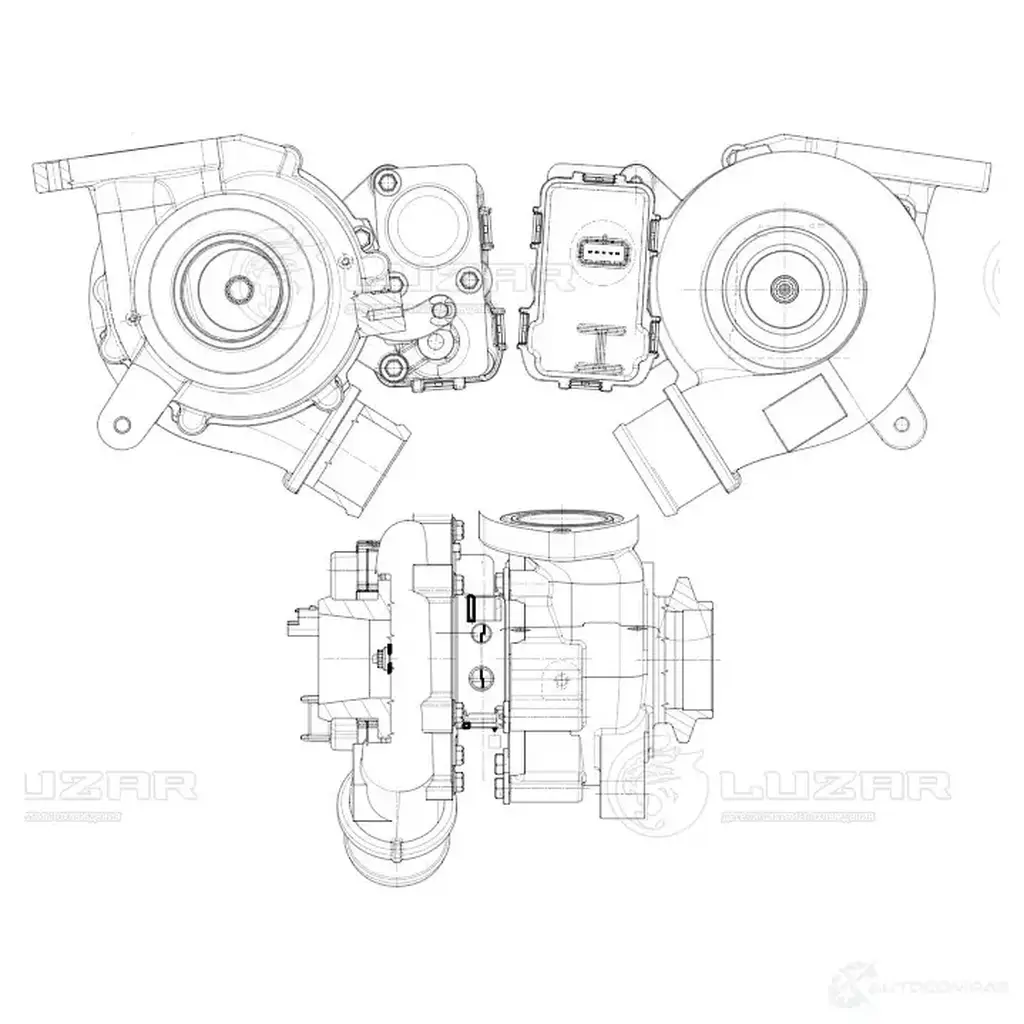 Турбокомпрессор для автомобилей Land Rover Freelander II (06-) 2.2D [224DT] (тип TD04L4) LUZAR O RTHTGC lat1001 1440017387 изображение 0