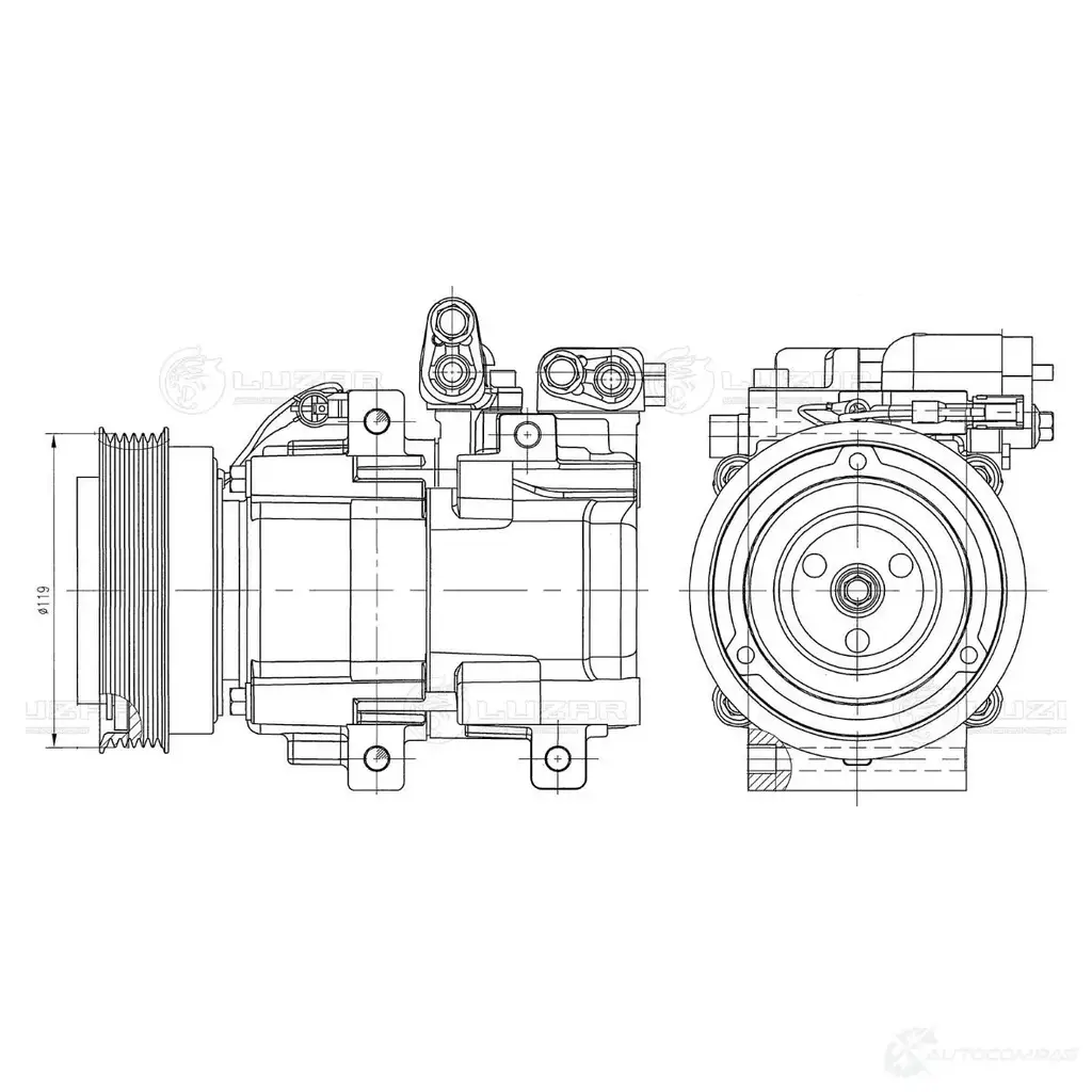 Компрессор кондиционера для автомобилей Hyundai Tucson (04-)/Kia Sportage II (04-) 2.0D (тип Halla) LUZAR lcac0828 ZZF 5NTM 1440017690 изображение 0