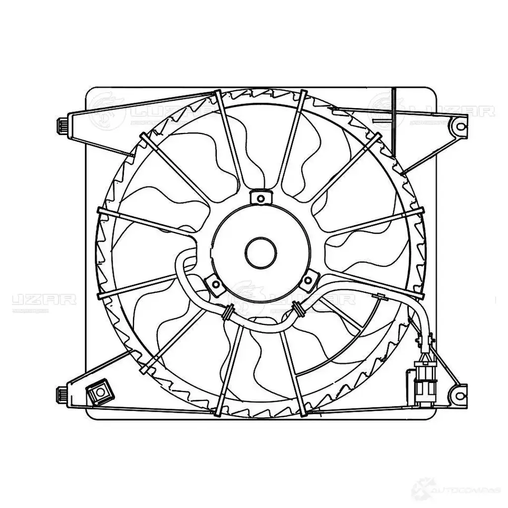 Электровентилятор охлаждения для автомобилей Hyundai Grand Starex (H-1) (07-) 2.5D (A2) (с кожухом) LUZAR lfk0804 P4RR IPO 1440018534 изображение 2