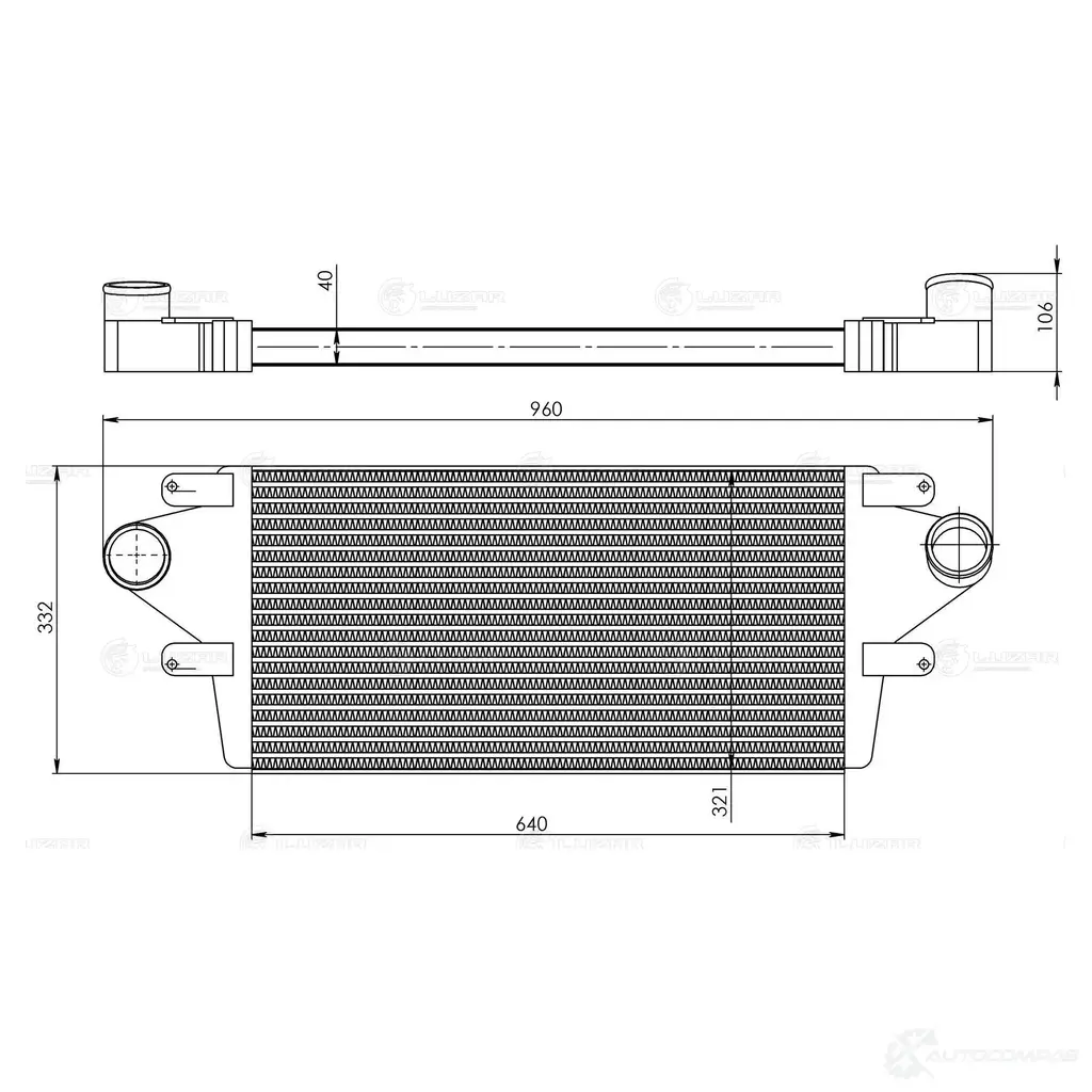 ОНВ (радиатор интеркулера) для автомобилей ГАЗ 3308 LUZAR 4640009548170 lric0308 DR MMR9F 1423739691 изображение 1
