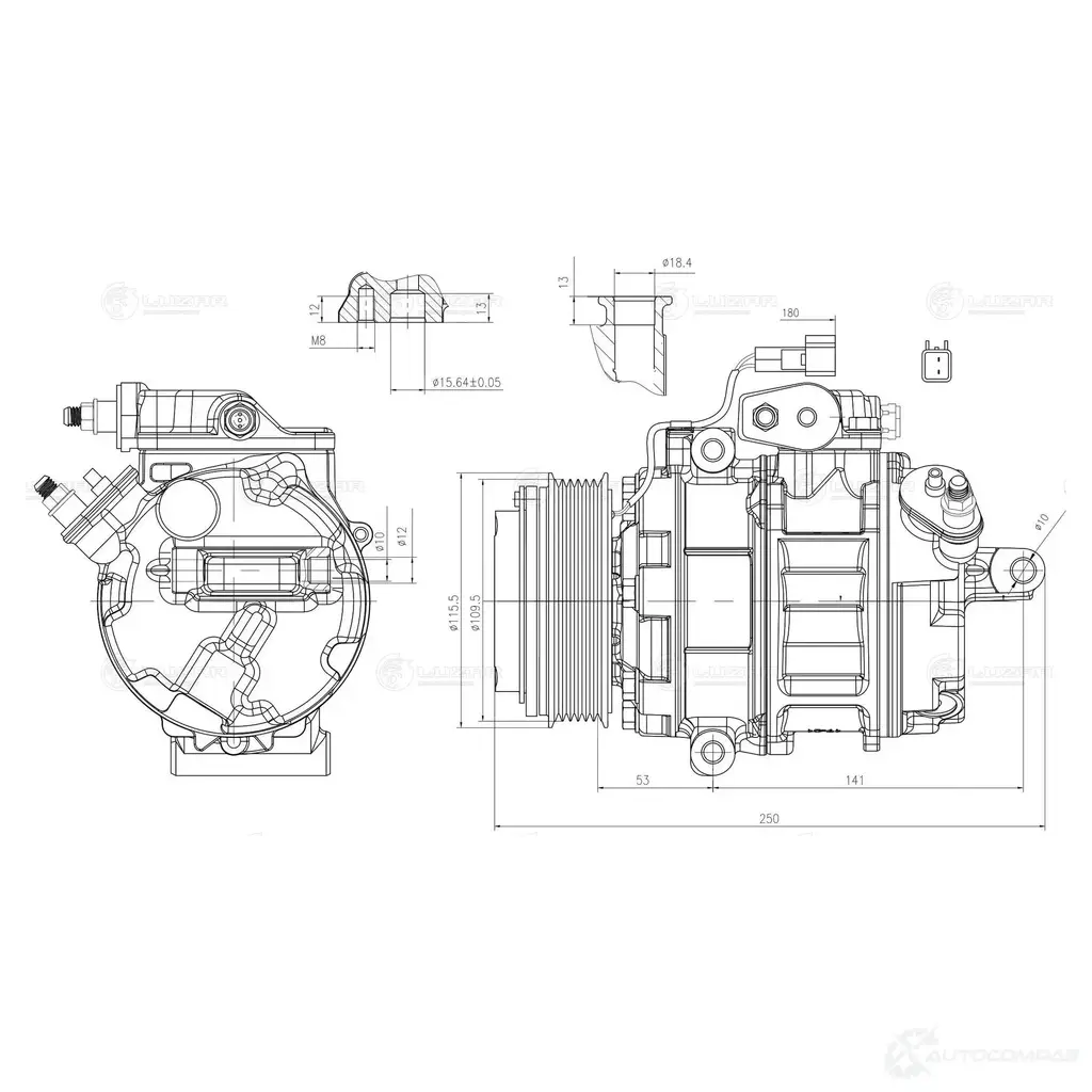 Компрессор кондиционера для автомобилей Ford Explorer (11-) 3.5i LUZAR V0BZY C 1440018857 lcac1011 изображение 2