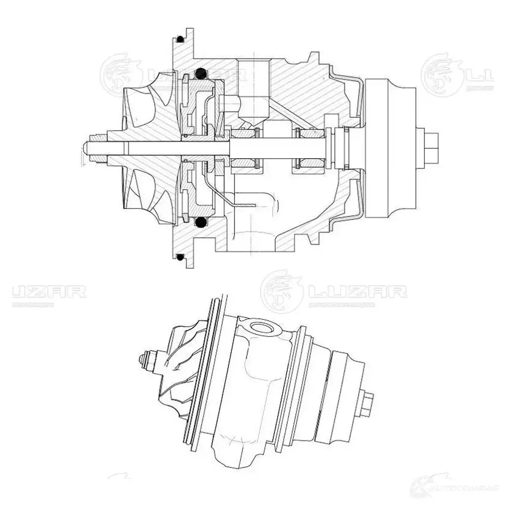 Картридж турбокомпрессора для а/м Boxer III /Citroen Jumper III (06-)/Ford Transit (06-) 2.2D/2.4D (тип TD03) LUZAR 1425585723 lat5006 JEPK TC изображение 2