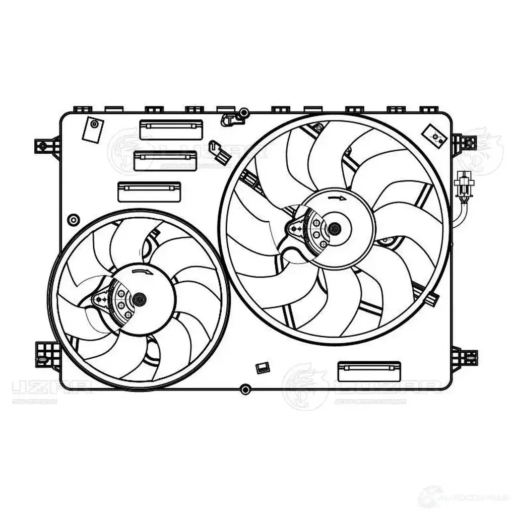 Электровентилятор охлаждения для автомобилей Volvo XC60 (08-)/XC70 (06-) (2 вент.) (с кожухом) LUZAR 1440019285 AWQA4I 1 lfk1060 изображение 2