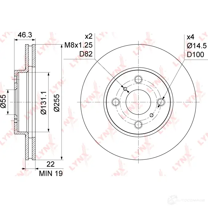 Тормозной диск LYNXAUTO 6DTM KQ BN-1177 1268629937 изображение 2