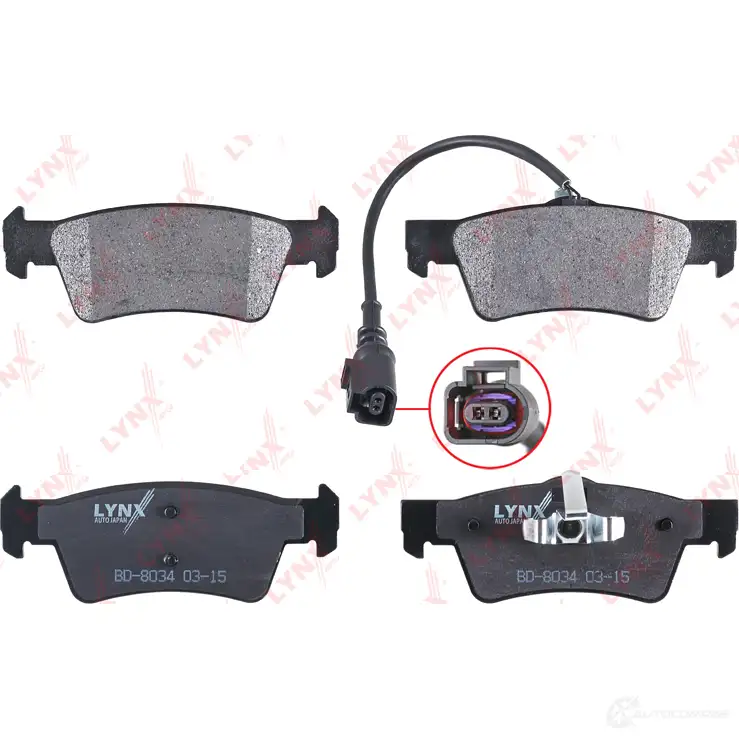 Тормозные колодки дисковые, комплект LYNXAUTO BD-8034 3639528 V4K14R C - Изображение 1