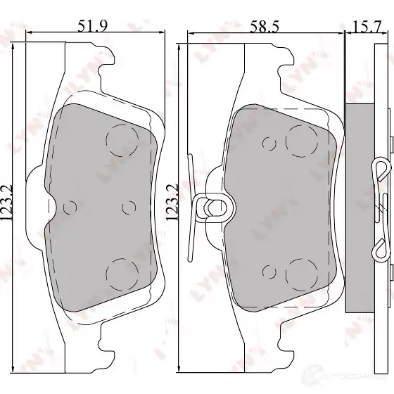 Тормозные колодки дисковые, комплект LYNXAUTO BD-5901 R PK5ZWC 4905601012895 3639271 изображение 1