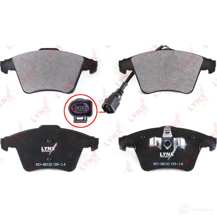 Тормозные колодки дисковые, комплект LYNXAUTO 4905601063248 3639526 BD-8032 JCJ SB - Изображение 1