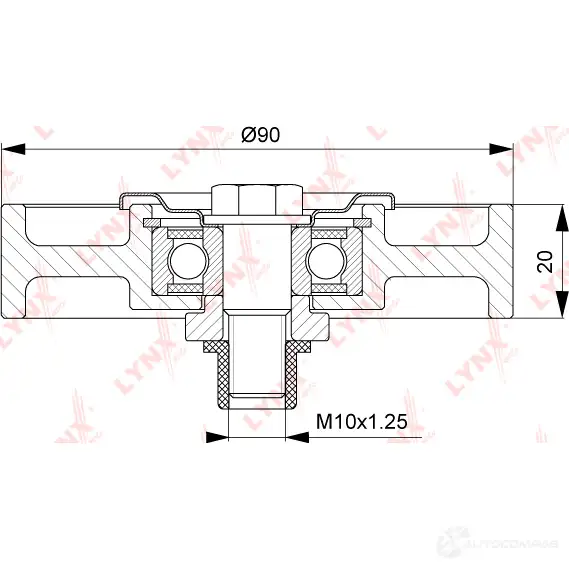 Паразитный обводной ролик приводного ремня LYNXAUTO 1436961214 WLG4L H PB-7264 изображение 1