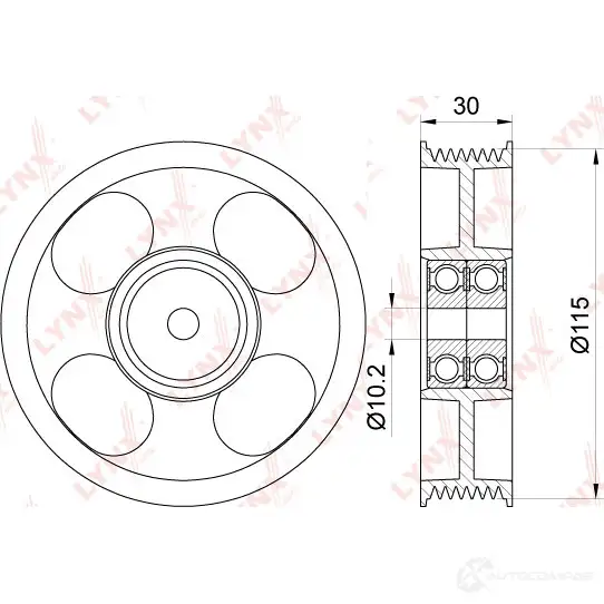 Паразитный обводной ролик приводного ремня LYNXAUTO G KU95 3653777 PB-7037 изображение 1