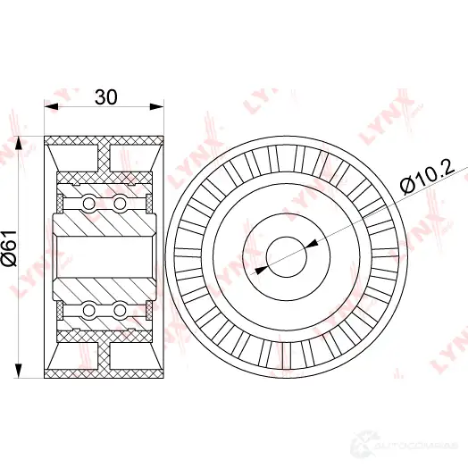 Паразитный обводной ролик ремня ГРМ LYNXAUTO 3653353 PB-3149 O0R55 OU изображение 1