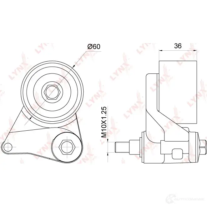 Натяжной ролик ГРМ LYNXAUTO 4 ROOW1 PB-1260 3653134 изображение 2