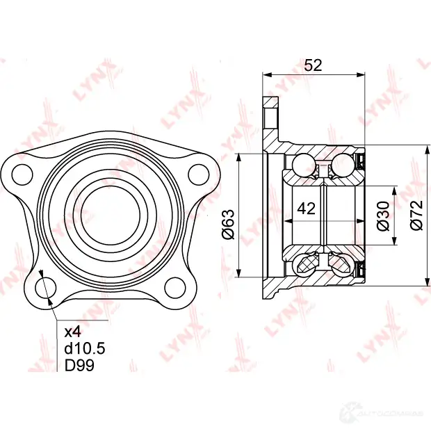 Подшипник ступицы колеса LYNXAUTO K17K 3OZ 3655519 WB-1023 изображение 1