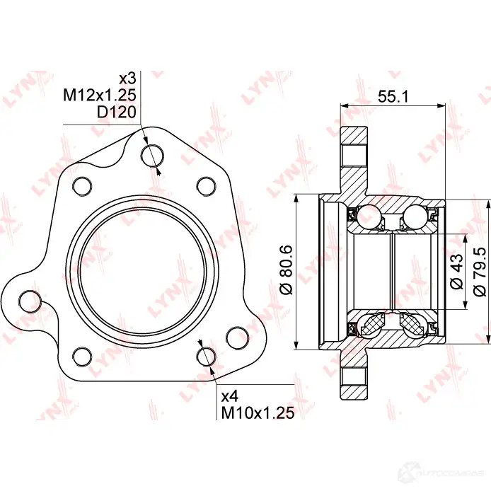 Подшипник ступицы колеса LYNXAUTO WB-1010 3655506 4S7M 432 изображение 1