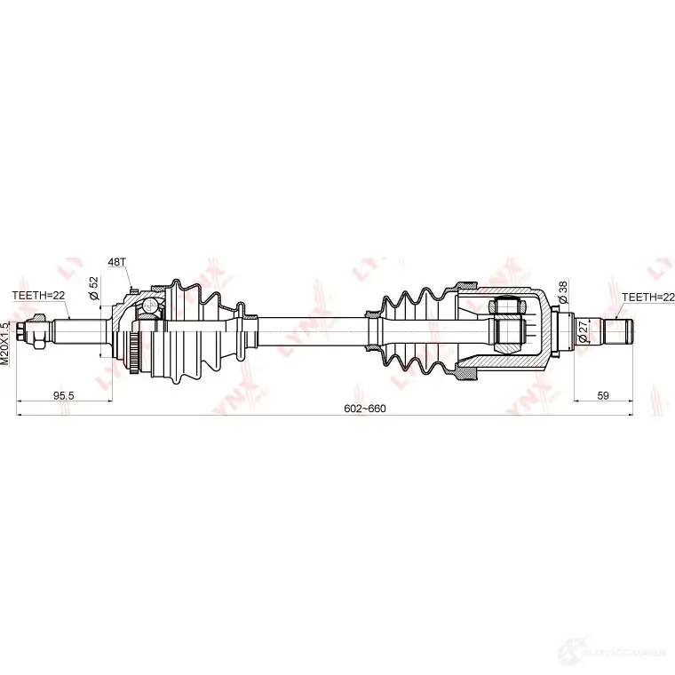 Приводной вал LYNXAUTO 315250334 4905601012192 3TBMF LO CD-1801A изображение 2