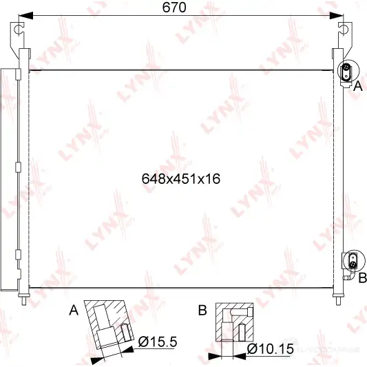 Радиатор кондиционера LYNXAUTO RC-0429 1436960786 LTR OM1 изображение 2