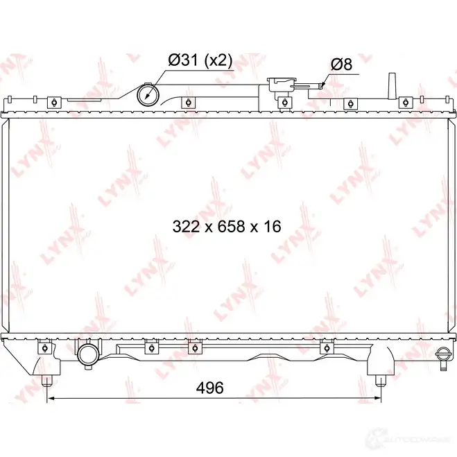 Радиатор охлаждения двигателя LYNXAUTO RB-1127 J8UP7 M 1422898046 изображение 2