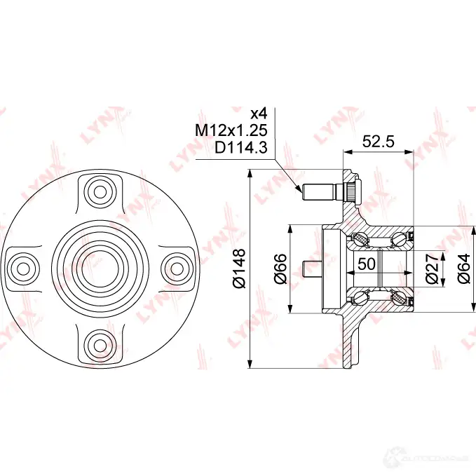 Подшипник ступицы колеса LYNXAUTO 3656421 B OMG2B WH-1457 изображение 3