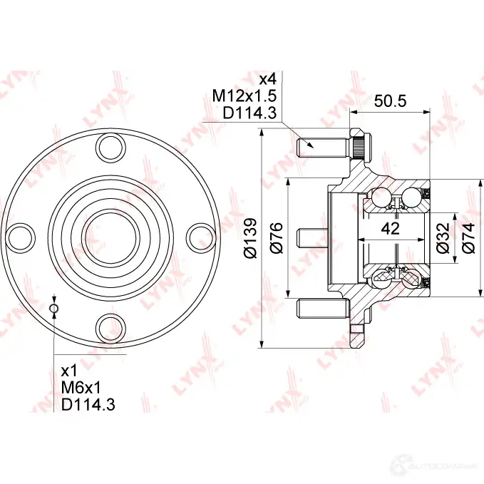 Подшипник ступицы колеса LYNXAUTO WH-1337 3656302 13T8 1 изображение 3