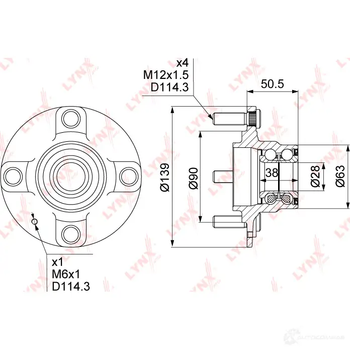 Подшипник ступицы колеса LYNXAUTO WH-1123 3G ND4CI 3656091 изображение 0