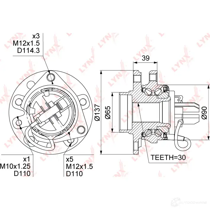 Подшипник ступицы колеса LYNXAUTO WH-1008 3655977 PM 2KJ изображение 0