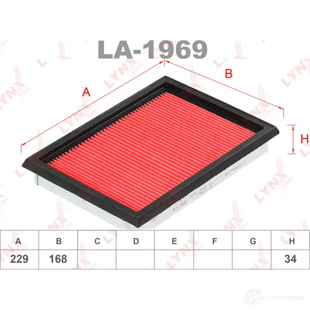 Воздушный фильтр LYNXAUTO 3648594 LA-1969 4905601058299 VPFX BSV