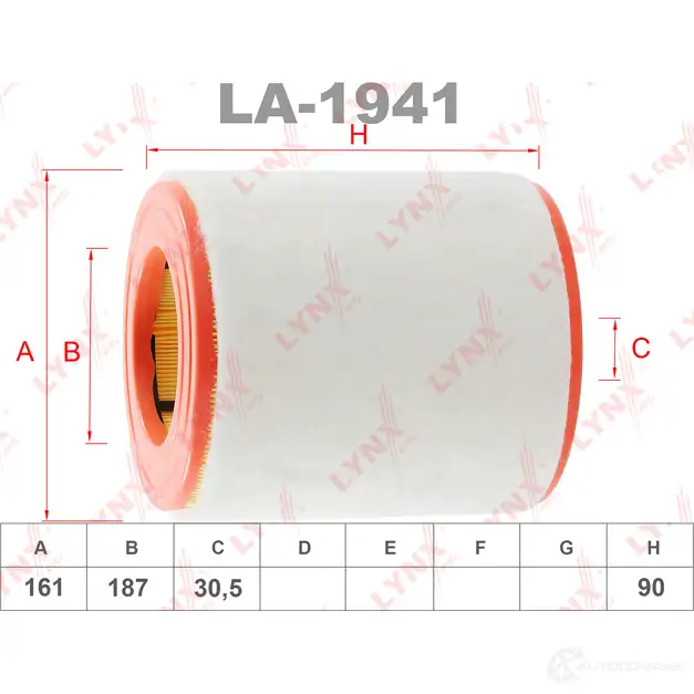Воздушный фильтр LYNXAUTO 3648565 LA-1941 A V594H1 изображение 1