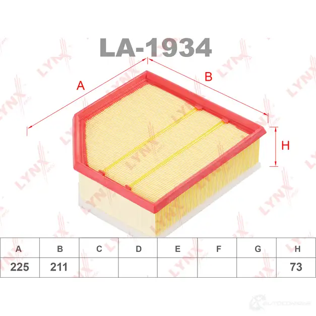 Воздушный фильтр LYNXAUTO LA-1934 3648557 B4ZD 61J изображение 0