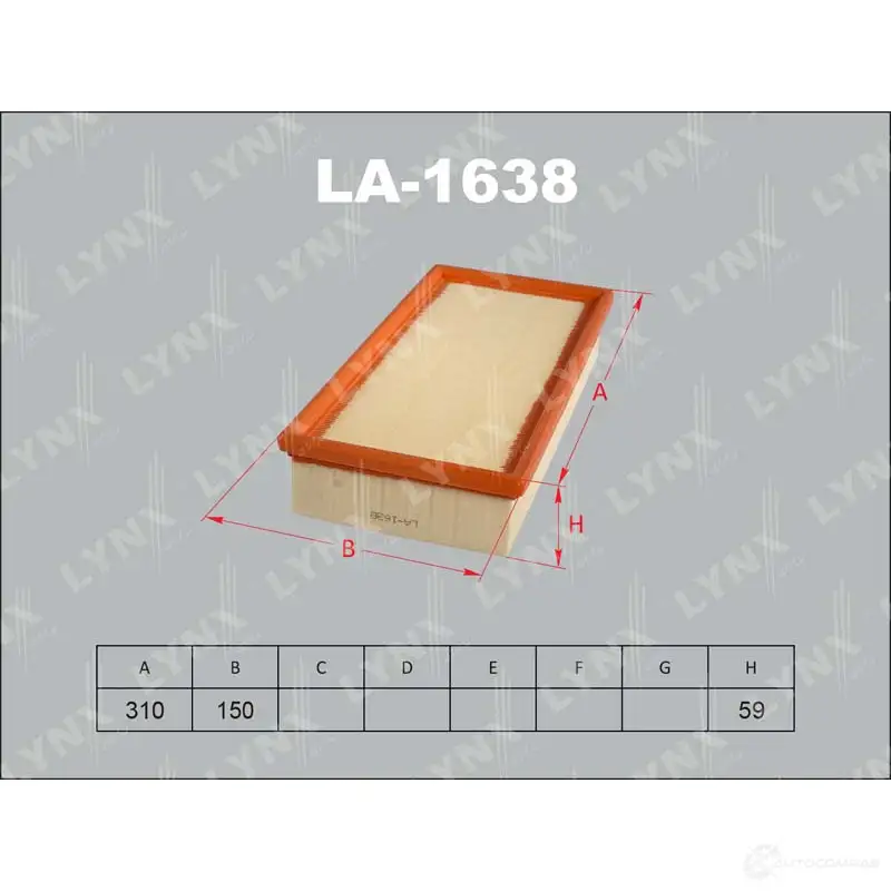 Воздушный фильтр LYNXAUTO 3648463 K72B40 S LA-1638 4905601012055