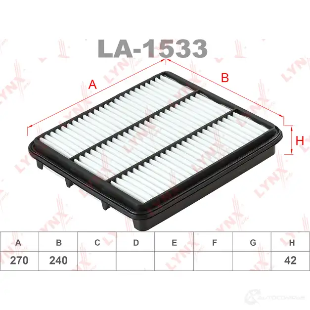 Воздушный фильтр LYNXAUTO Z QNFZY 4905601011997 LA-1533 3648398