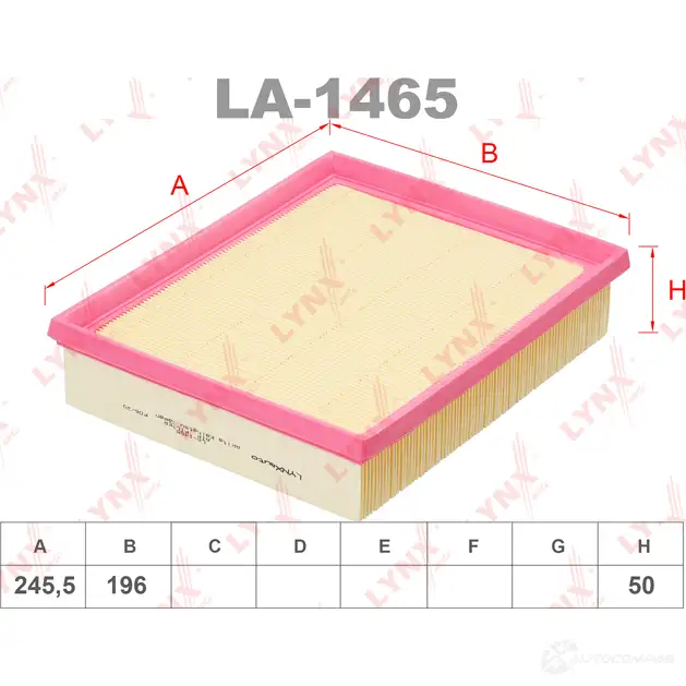 Воздушный фильтр LYNXAUTO 3648377 LA-1465 MJO72 H2 изображение 0