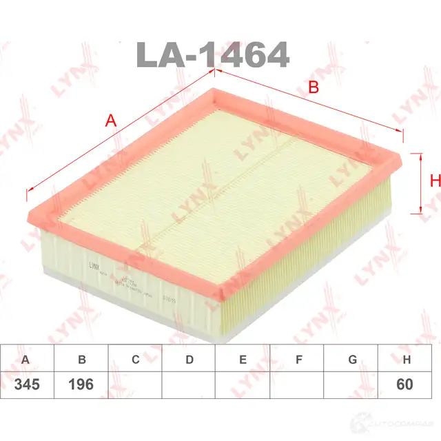Воздушный фильтр LYNXAUTO LA-1464 3648376 FQ 6P3